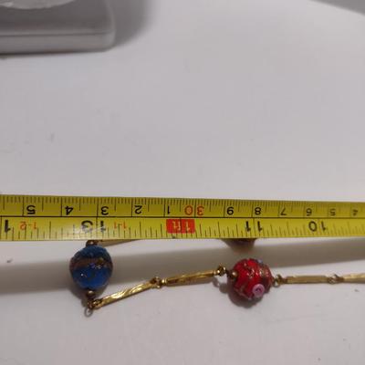 Vintage Italian Venetian Wedding Cake Art Glass Necklace, Bracelet, and Earring Set (#35)