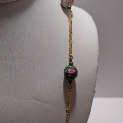 Vintage Italian Venetian Wedding Cake Art Glass Necklace, Bracelet, and Earring Set (#35)