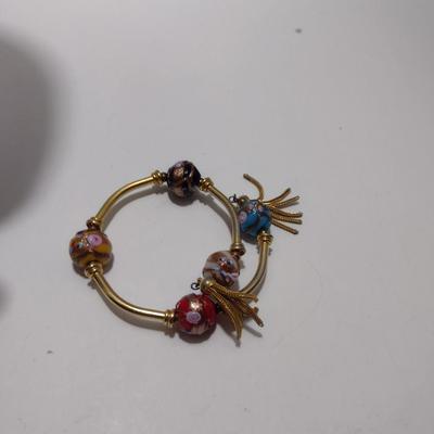 Vintage Italian Venetian Wedding Cake Art Glass Necklace, Bracelet, and Earring Set (#35)