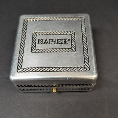 Napier Vintage Silver Tone & Faux Pearl Wreath Circle Brooch