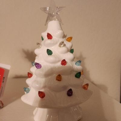 White Christmas Tree w/ Multicolored Lights