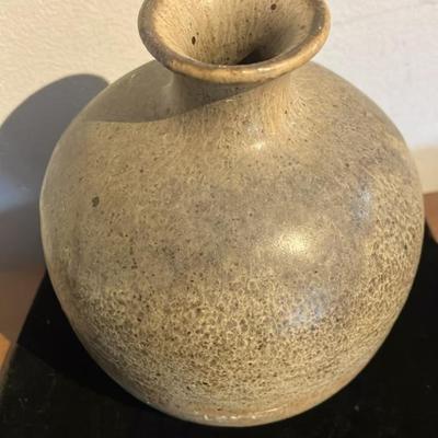 Mid-Century Stoneware Bud Vase - Speckled Oatmeal Glaze, Excellent Condition