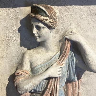 Ergani Athena Greek Classical Relief Plaque - Handmade Wall Art 13”h