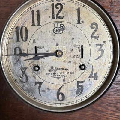Working Antique International Time Recording Co. Time Clock – ITR IBM – Oak Case