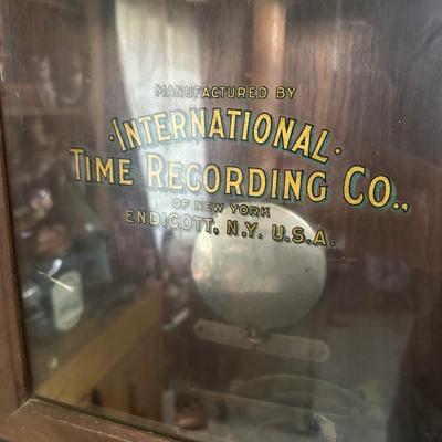 Working Antique International Time Recording Co. Time Clock – ITR IBM – Oak Case