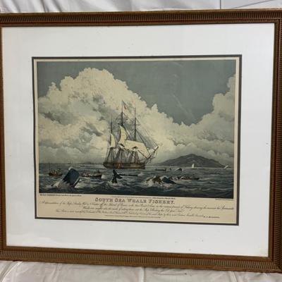 J24-15 January 1825 Lithograph Print South Sea Whale Fishery Engraved by T. Sutherhand Painted by W.J. Hoggins