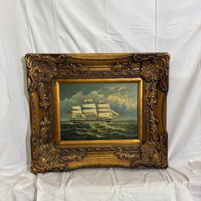 J24-5 - British 16 Gun, 3 Masted Sloop, Circa 1812, Sloop Beaufoy / Oil on Canvas, Signed Parman '39