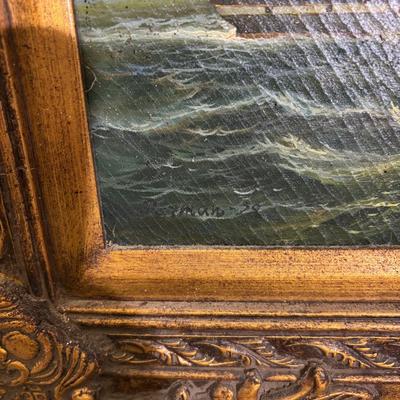 J24-5 - British 16 Gun, 3 Masted Sloop, Circa 1812, Sloop Beaufoy / Oil on Canvas, Signed Parman '39