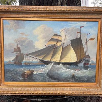 J24-7 "Capture of the Gipsey Schooner of New York on the 30th of April 1812" oil painting by British Marine artist William John...