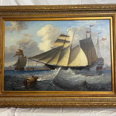 J24-7 "Capture of the Gipsey Schooner of New York on the 30th of April 1812" oil painting by British Marine artist William John...