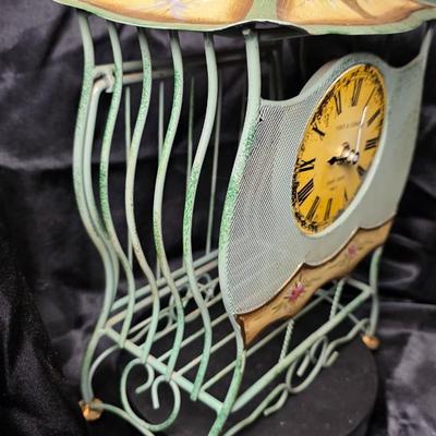 Poirot & Germain Saint Croix Paris Vintage Style Wire Cage Clock – French Country Floral Decor