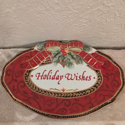 Fitz and Floyd Damask Holiday sentiment tray. 