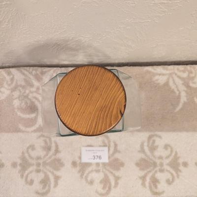 Libbey glass candy jar with wood lid