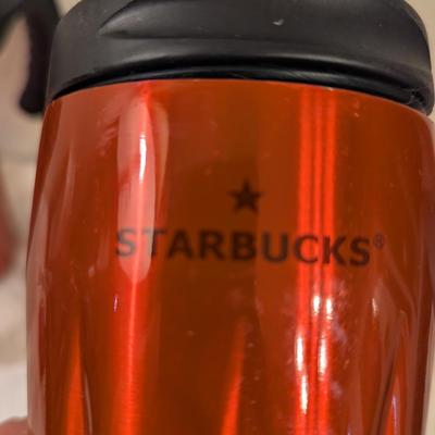 Starbucks travel tumblers- cranberry color.