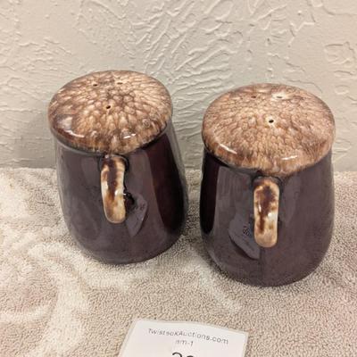 McCoy brown drip glaze salt and pepper shaker set