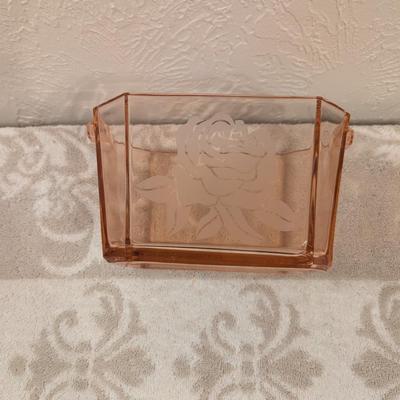 Heisey Octagonal pink depression glass basket in Flamingo color - DID NOT CHECK with UV light.