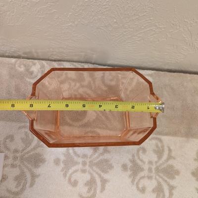 Heisey Octagonal pink depression glass basket in Flamingo color - DID NOT CHECK with UV light.