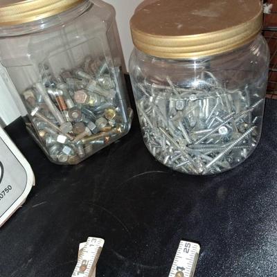 NEW TOOL/HARDWARE CADDY, SPOT LIGHT BULBS, HARDWARE AND FOLDING RULER