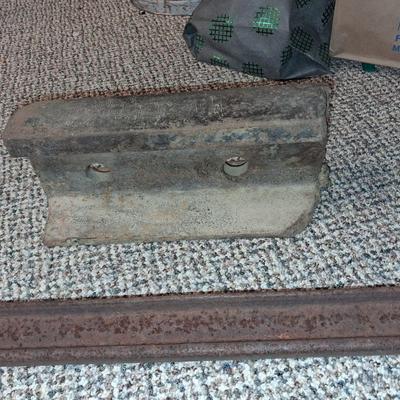 A PIECE OF RAILROAD TRACK, PIECE OF NARROW GAGE MINE RAIL AND MORE