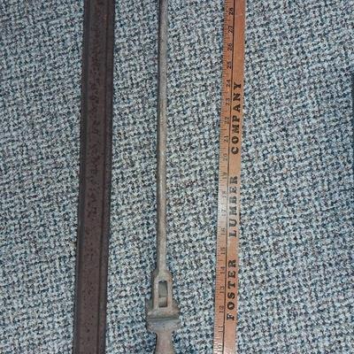 A PIECE OF RAILROAD TRACK, PIECE OF NARROW GAGE MINE RAIL AND MORE