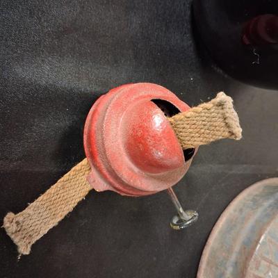 LITTLE WIZARD LANTERN, CLEAR AND RED GLASS GLOBES AND LANTERN BURNER