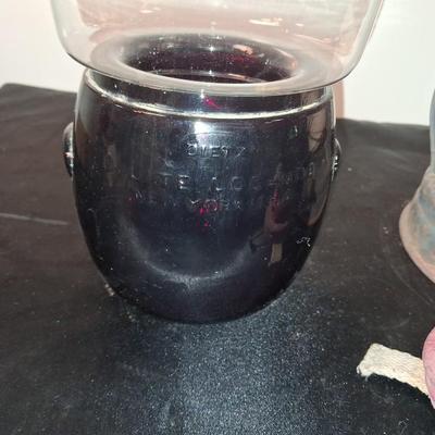 LITTLE WIZARD LANTERN, CLEAR AND RED GLASS GLOBES AND LANTERN BURNER