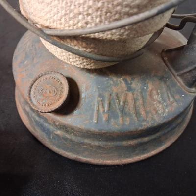 LITTLE WIZARD LANTERN, CLEAR AND RED GLASS GLOBES AND LANTERN BURNER