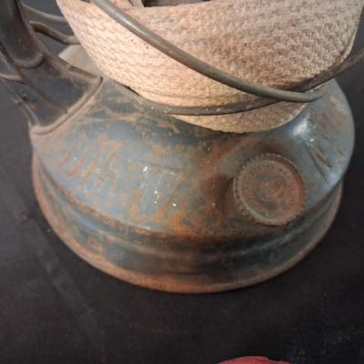 LITTLE WIZARD LANTERN, CLEAR AND RED GLASS GLOBES AND LANTERN BURNER