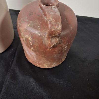 CLAY CROCK AND JUG