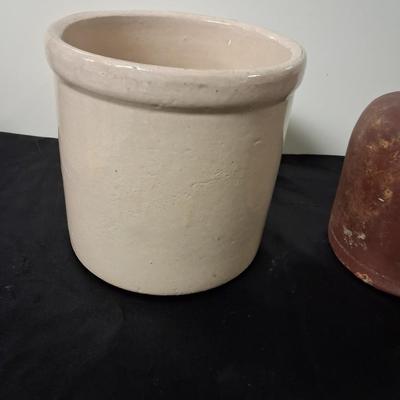 CLAY CROCK AND JUG