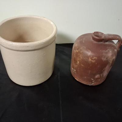 CLAY CROCK AND JUG