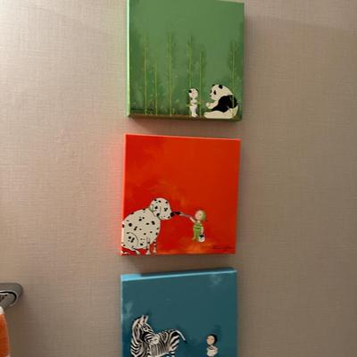 three hand painted art