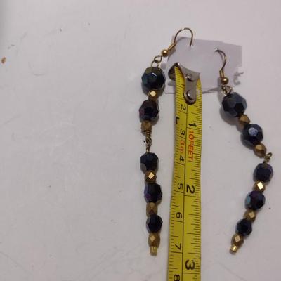 Aurora Borealis Necklace and Earrings- Black and Gold (#43)