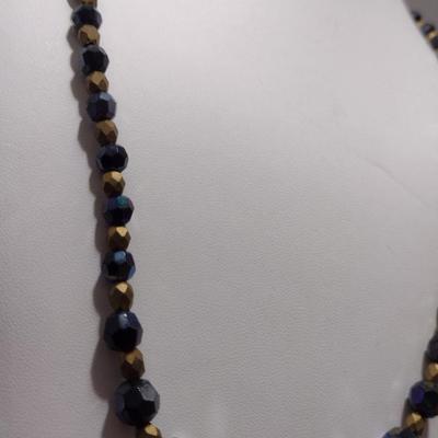 Aurora Borealis Necklace and Earrings- Black and Gold (#43)