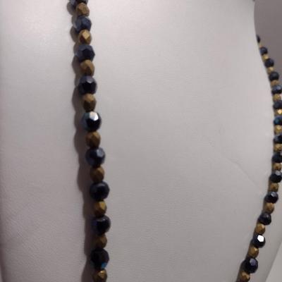 Aurora Borealis Necklace and Earrings- Black and Gold (#43)