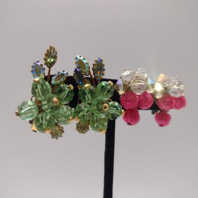 Two Pairs of Vintage Aurora Borealis Earrings (#45)