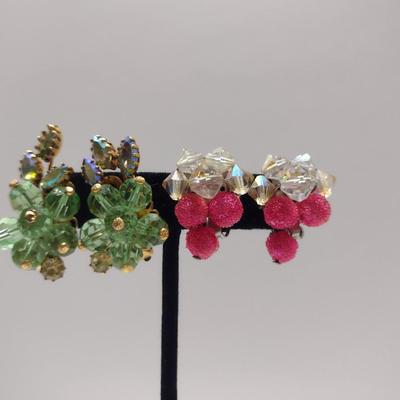 Two Pairs of Vintage Aurora Borealis Earrings (#45)