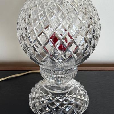 Waterford Crystal L10 Electric Hurricane Lamp (currently has a red bulb)