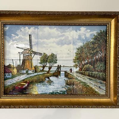 Vintage Dutch Polychrome Delft Tile Tableau 15.25 x 11.5"