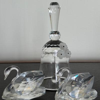 Swarovski Crystal Bell and Swans