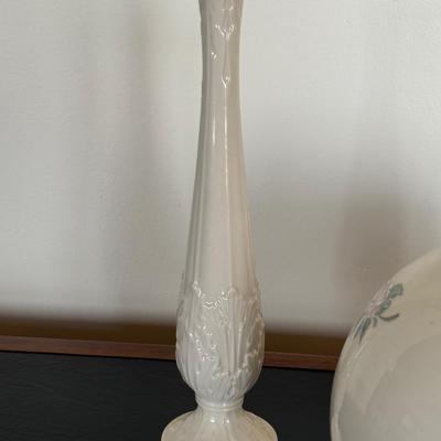 Vintage MCM Brutalist Metal Flower Sculpture and Lenox Vases