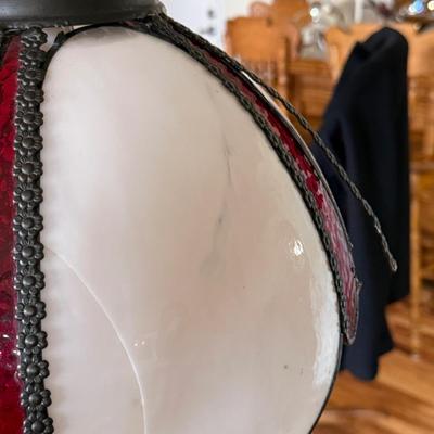 Vintage Mid-Century Slag Glass Tulip Hanging Swag Fixture