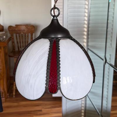 Vintage Mid-Century Slag Glass Tulip Hanging Swag Fixture