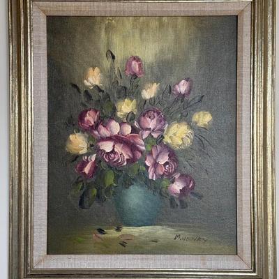 Floral Still Life Oil Painting- Signed by M, Henry