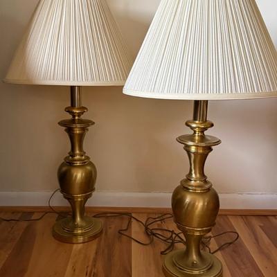 TWO Vintage Brass Stiffel Style Table Lamps