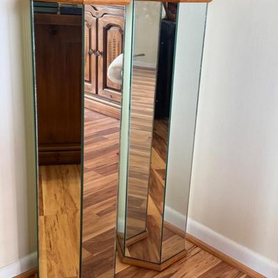 TWO Mirrored Pillar Display/Plant Stands