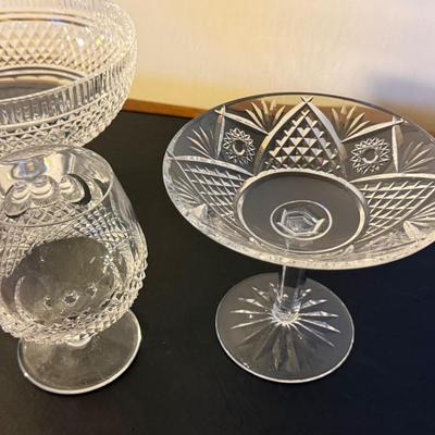 Waterford Colleen Footed Bowl, Waterford Colleen Brandy Glass & Waterford Footed Compote Dish