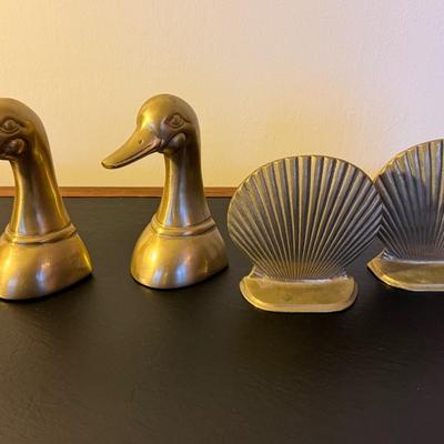 Vintage Solid Brass Bookends
