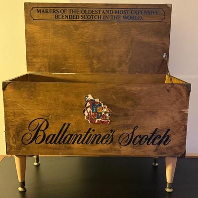 Large Wooden Ballentine's Scotch Display Box w/ MCM Legs