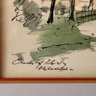 Vintage Print "Cradle of Liberty, Philadelphia"- signed John Haymson 21.5" x 17.5"